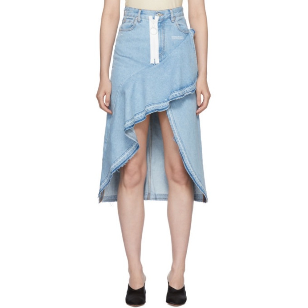 Off-White Blue Denim Ruffles Skirt Size 38